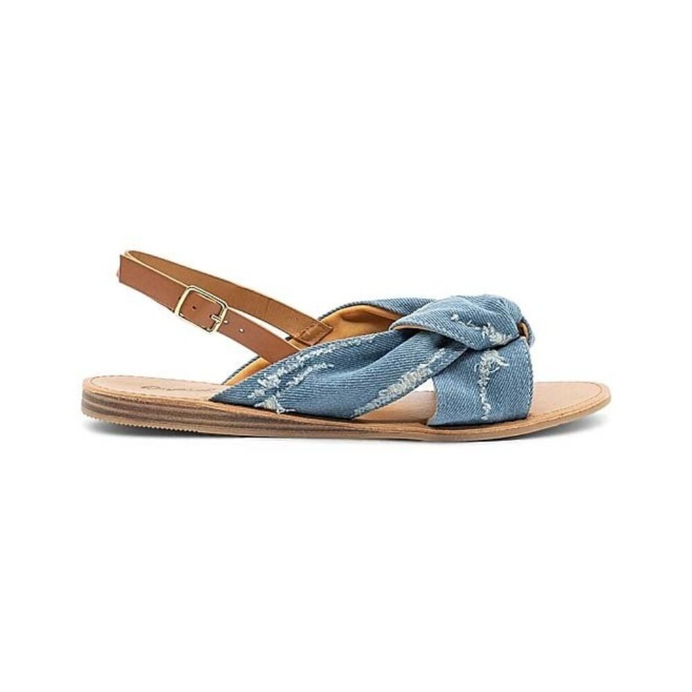 YASIRUN - Blue Distressed Denim Knot-Detail Sandal